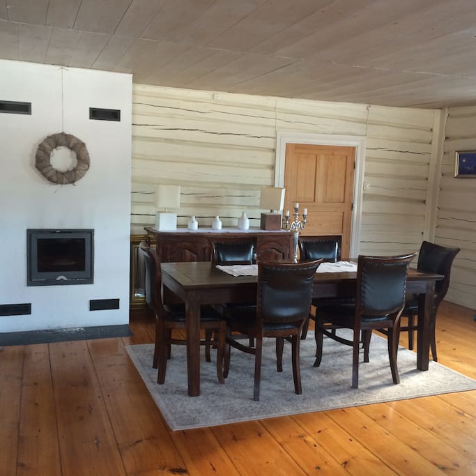 Table for 6-8 people, fire place, timber walls from 1835!
