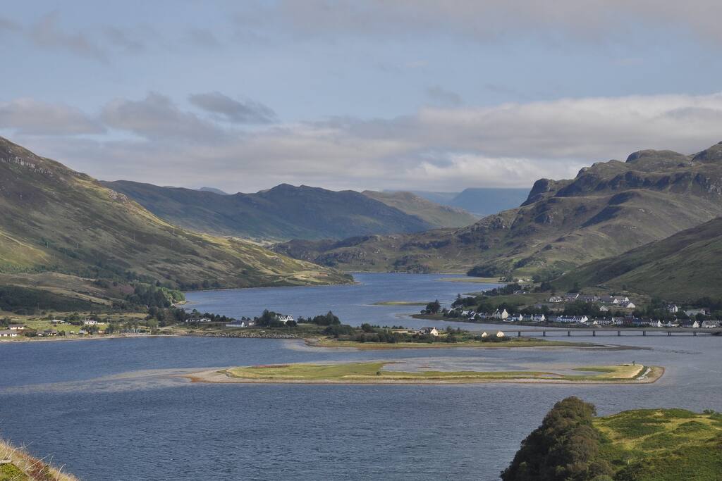 view looking down Loch Long, Dornie is to the right of the picture