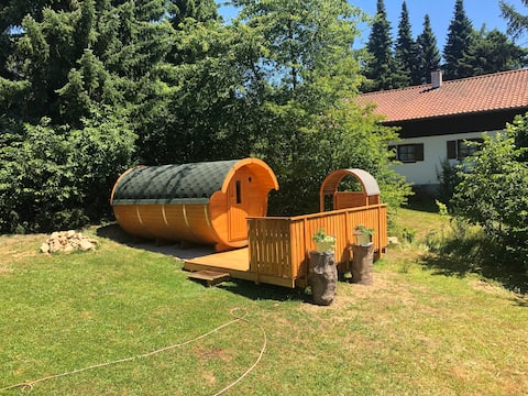 Holiday home castle view with outdoor sauna