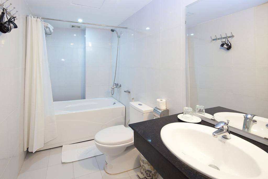 Bathroom has high quality equipment.