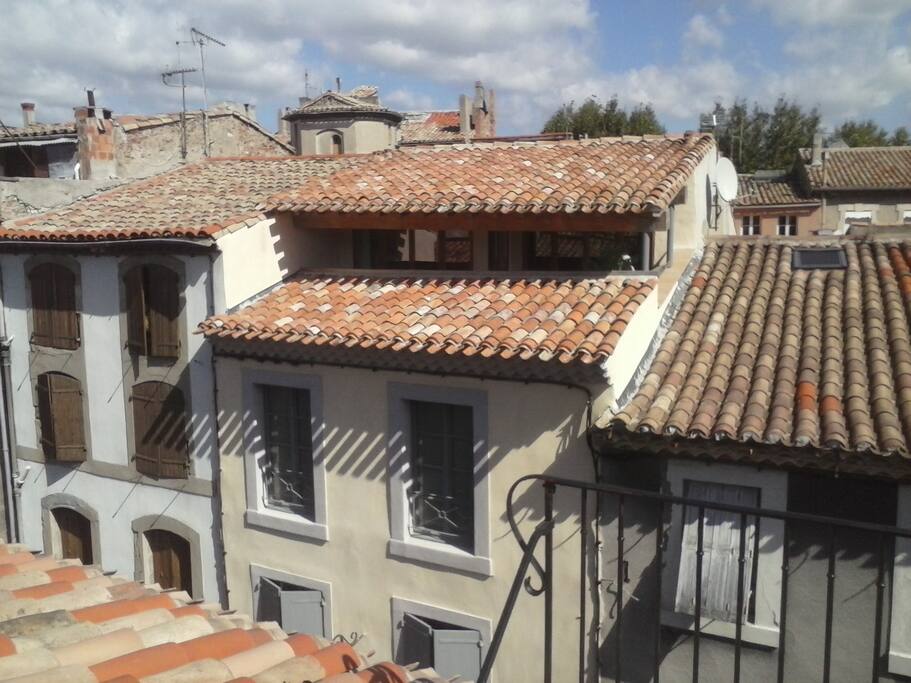 Large shaded Loggia /terrace viewed from neighbouring building.