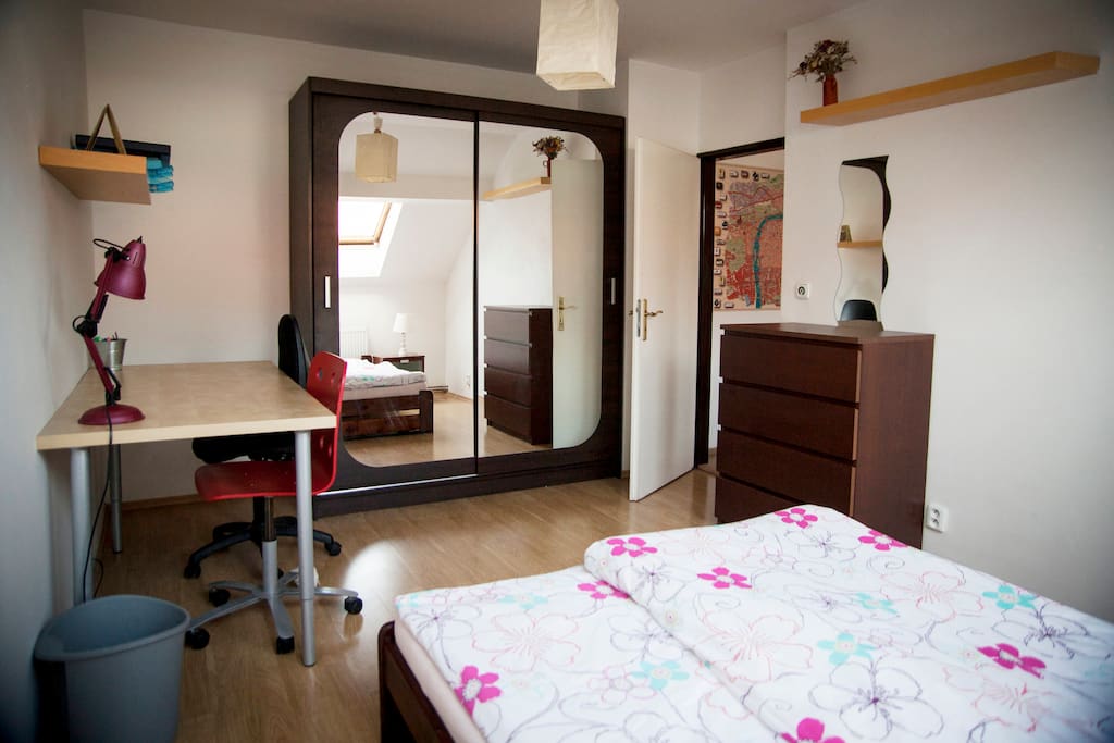 Spacious room with a large comfy wardrobe