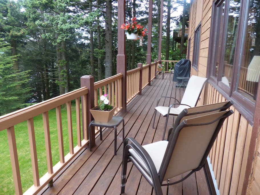 Sip morning coffee on the deck or barbecue in the evening.