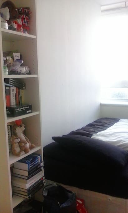 Bed and shelf