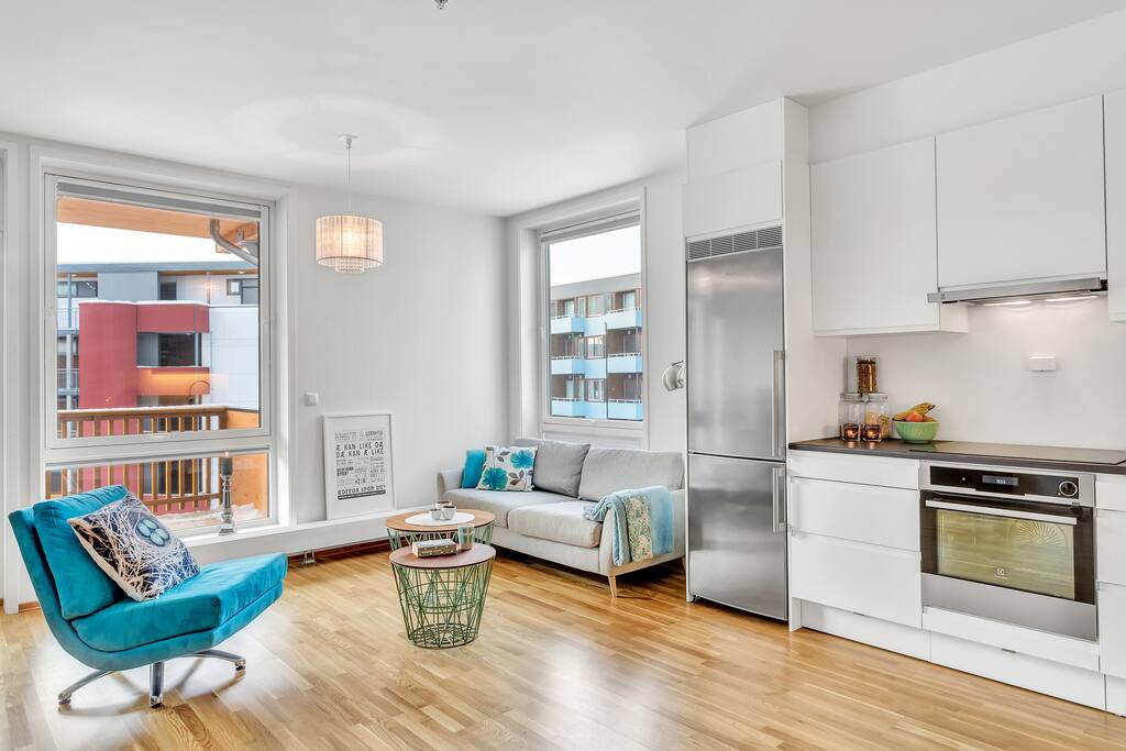 Livingroom and parts of kitchen