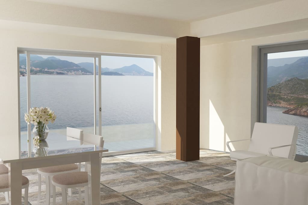 From the modern furnished living room you will be amazed by the view which no one leaves indifferent.