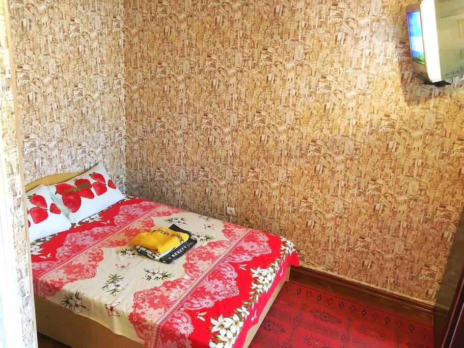 bed for two persons + TV