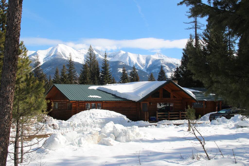 Front of cabin in winter
