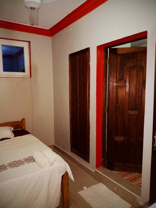 Closet door and bathroom door.