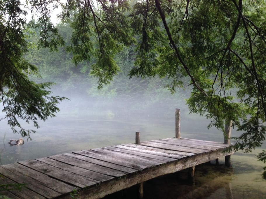 The dock on a misty morning.