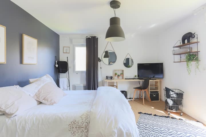 Spacious riverside room with PdJ