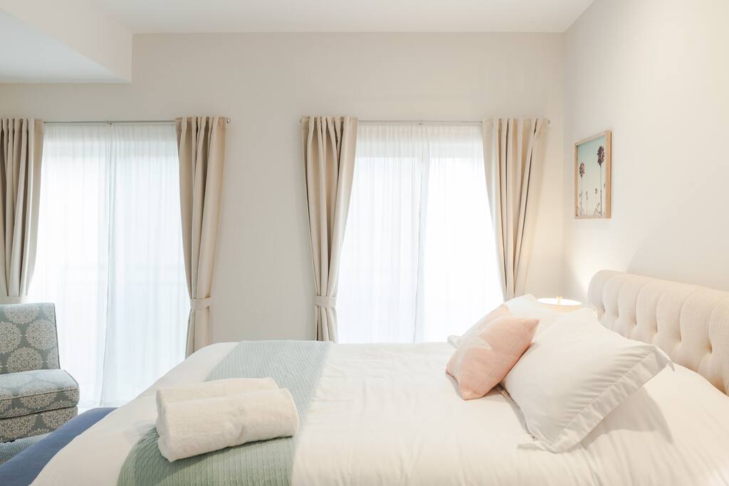 Close the black-out curtains for a peaceful rest or soak in LA's beautiful sun during your stay.