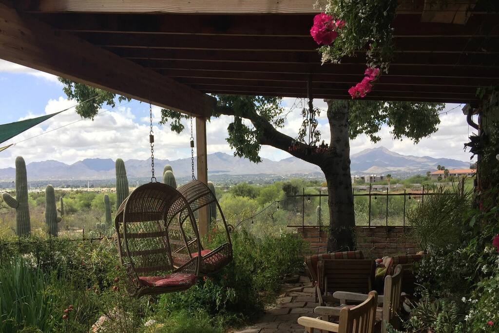 Delicious hanging chairs with a sweeping view for a sweet sunset experience!
