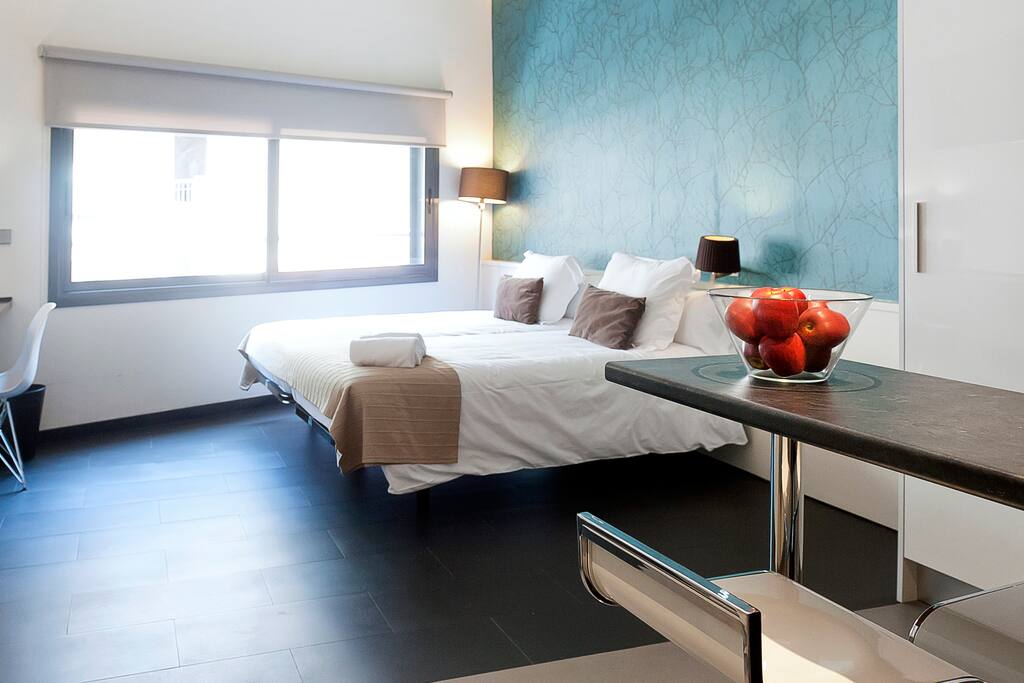 Ample room with 2 single beds, large 40' TV, free internet ADSL.