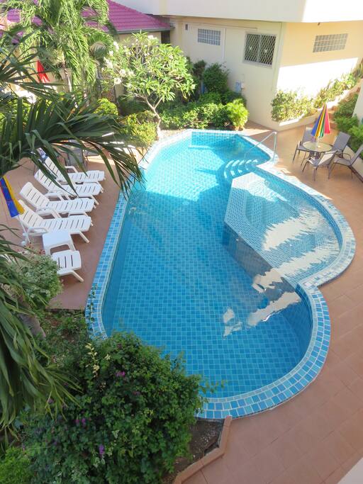 Our salt-water pool for relaxing