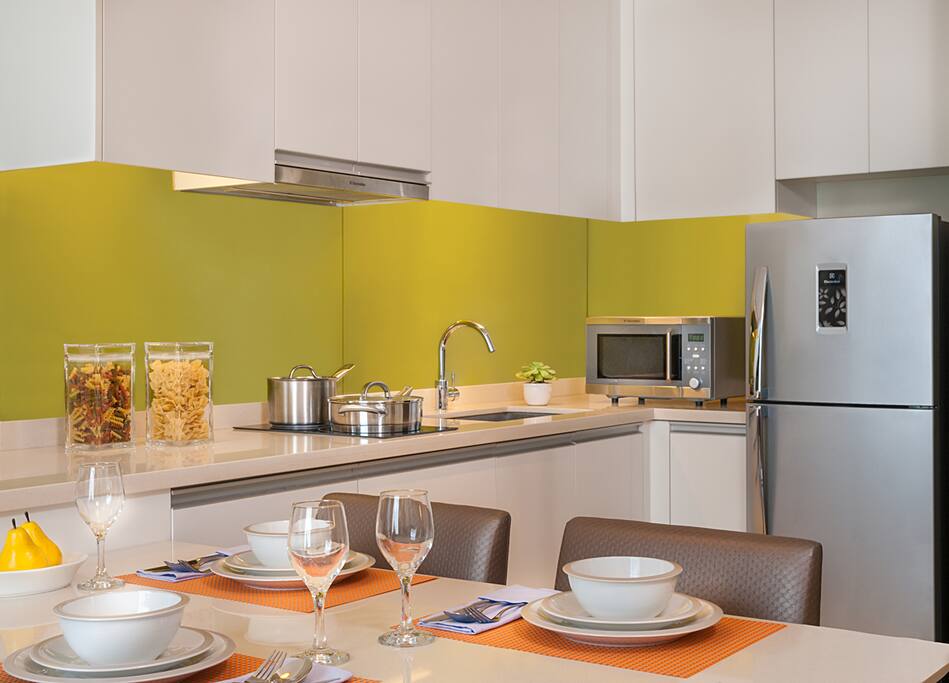 Kitchen area with set up
