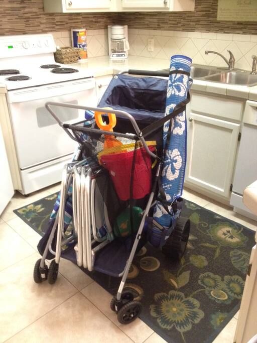 Beach cart is provided with 4 chairs.