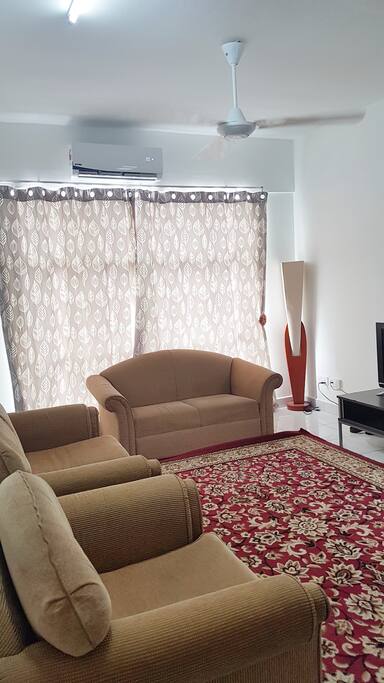 Living Hall. Option of Air Conditioner or Ceiling Fan. TV