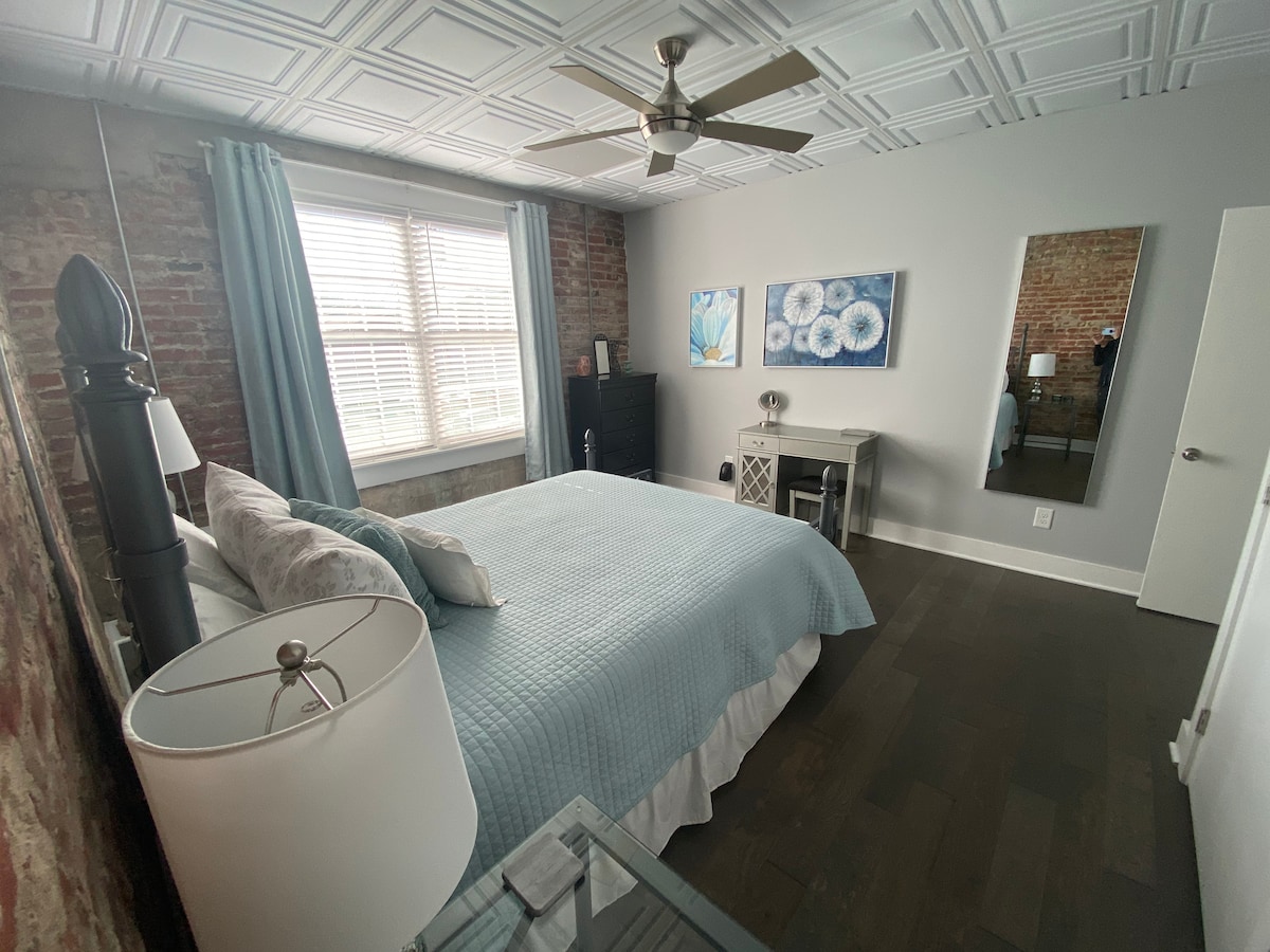 Queen size bed with memory foam  topper. 