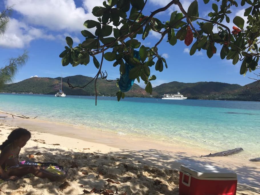 Curieuse Beach, 2KM from apartment via boat