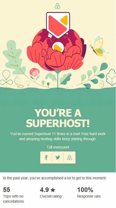 SuperHost for 3 years in a row
