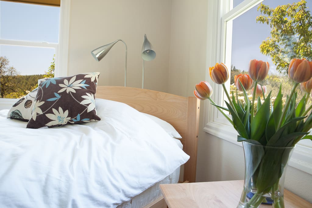 Modern, locally-made furniture with organic, USA-made bedding.