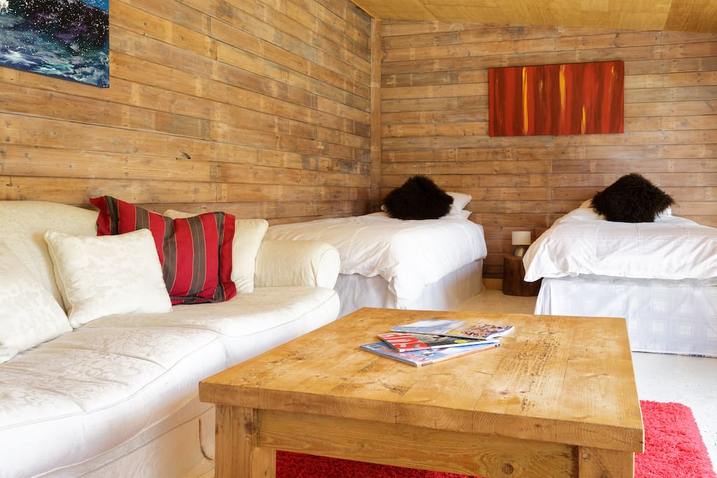 Cabin made up with twin beds