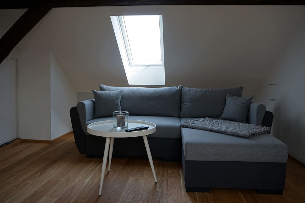 Wohnzimmer mit Schlafsofa