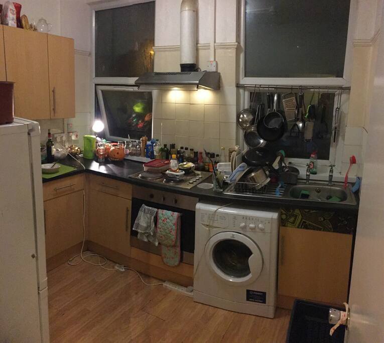 Fully equipped kitchen and washing machine