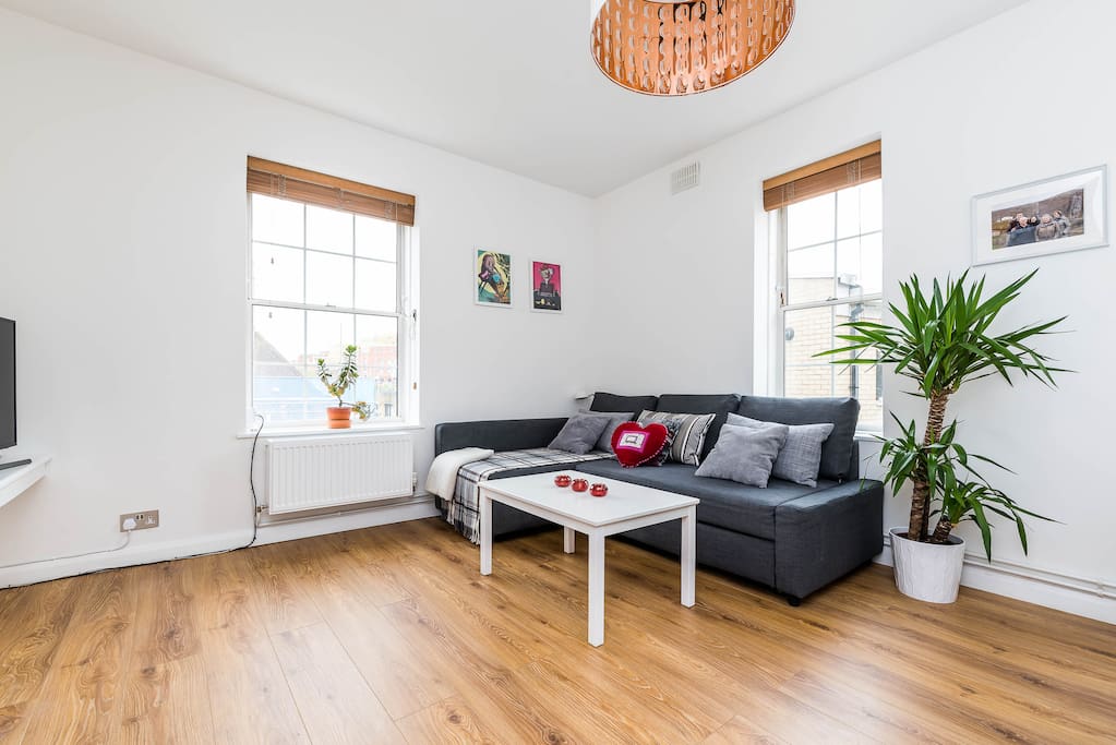 Comfortable sofa, opens up to a double bed