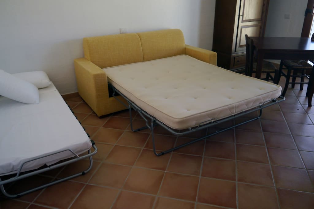 Sofa bed, and single bed