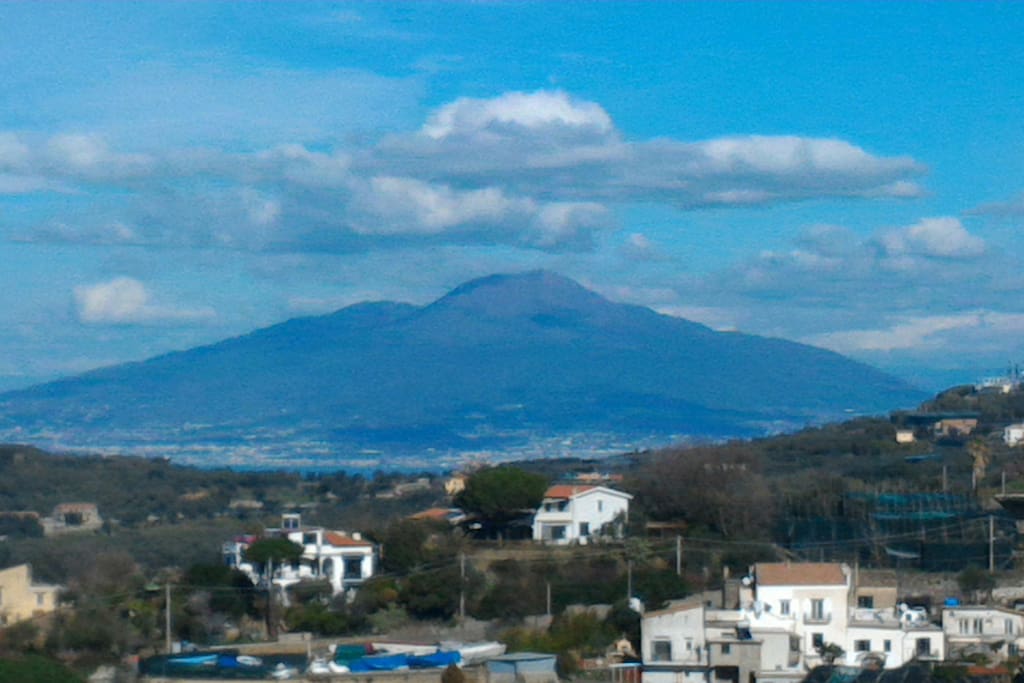 Vesuvius Mount view from Roof shared terrace at the villa in Amalfi coast accommodation