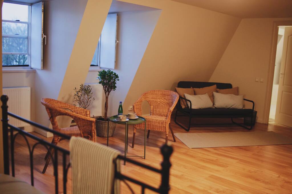 It is a very warm place, and there is also extra sofa for 2 people, if needed. That is not so big as the double bed, but still comfortable.