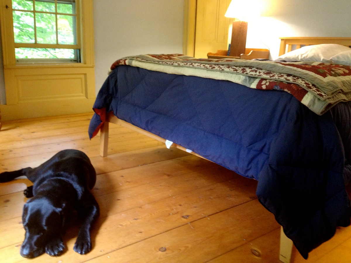 dormitorio principal con ventanas orientadas al oeste y al sur con vistas a Rogers Brook