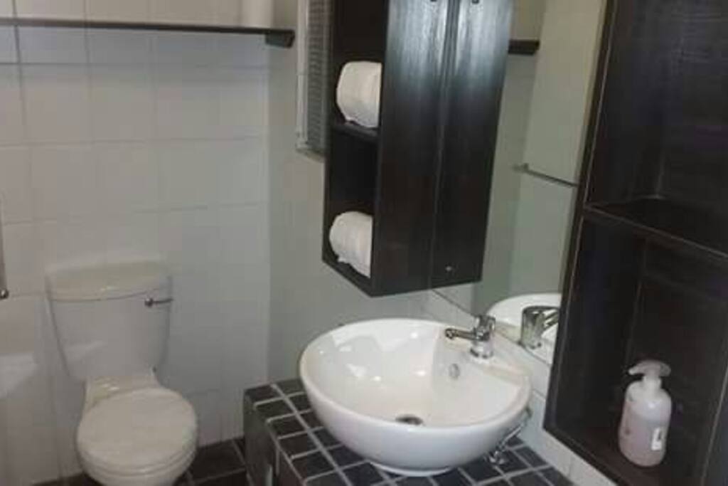 Newly renovated bathroom with shower