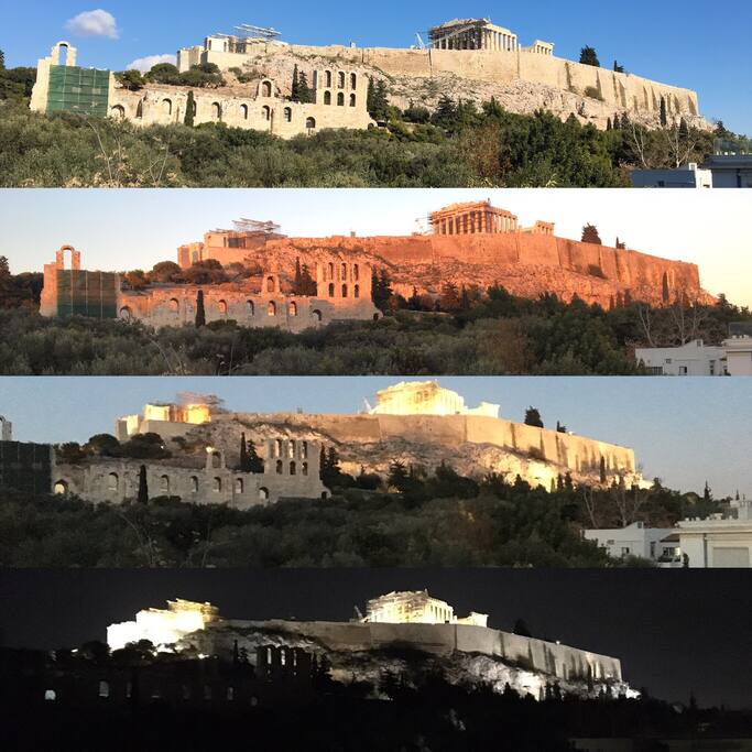 view from living room at sunrise, mid day, sunset, evening