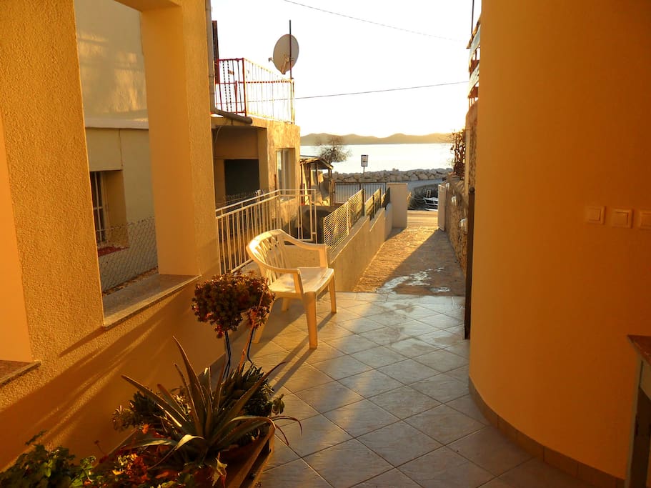 balcony of the apartment.in a quiet position,across the sea