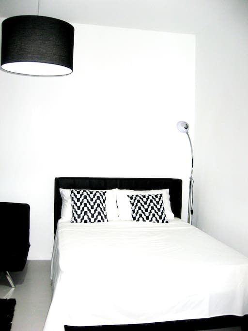 Ultra comfortable queen sized bed with a sofa bed.