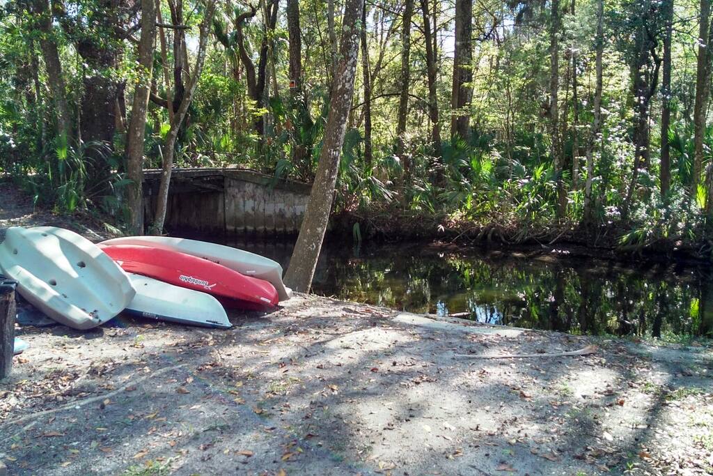 Enjoy the kayaks or take a spin on the Jon boat