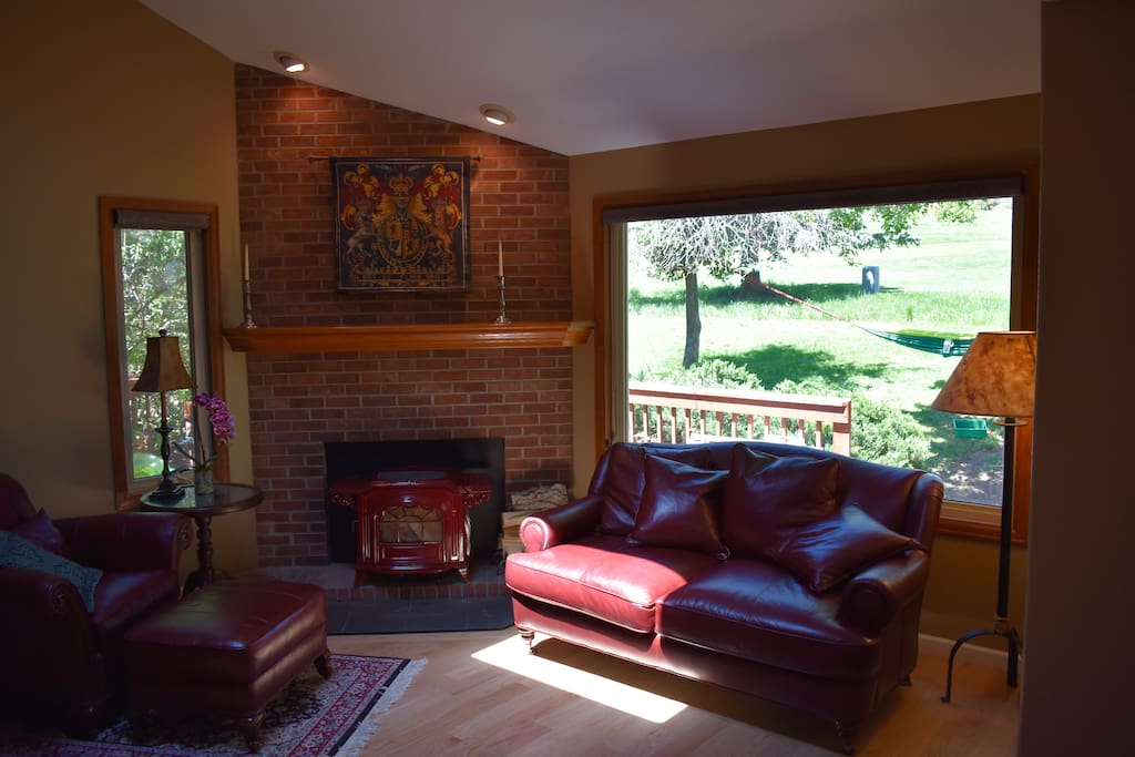 Living Room with wood stove