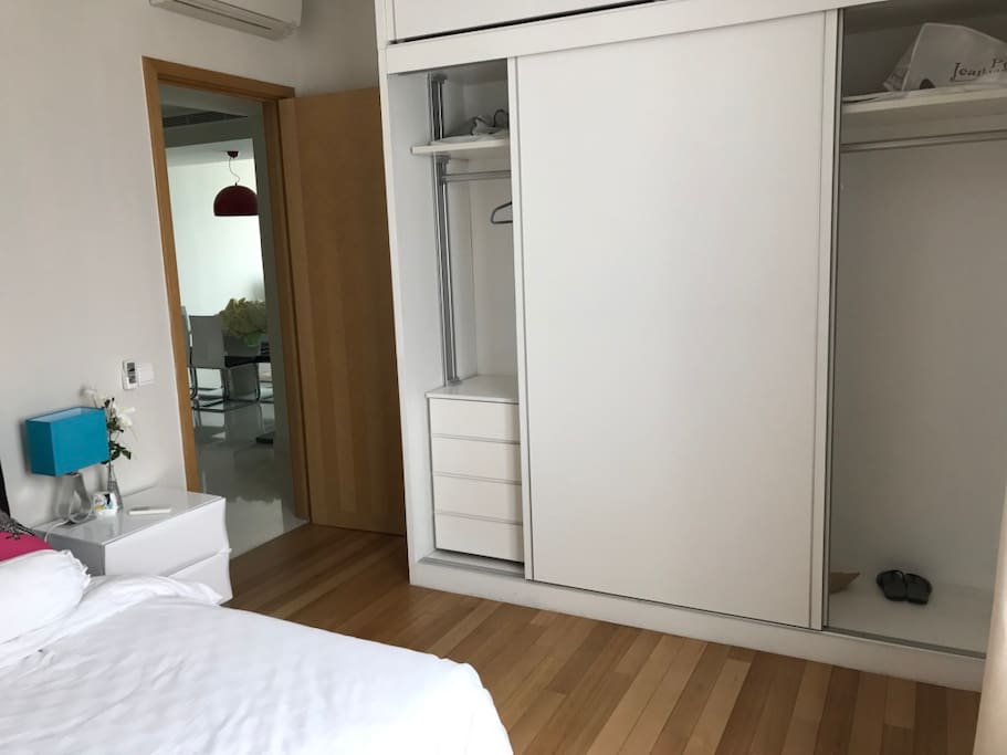 Large wardrobe with draws and hanging space.