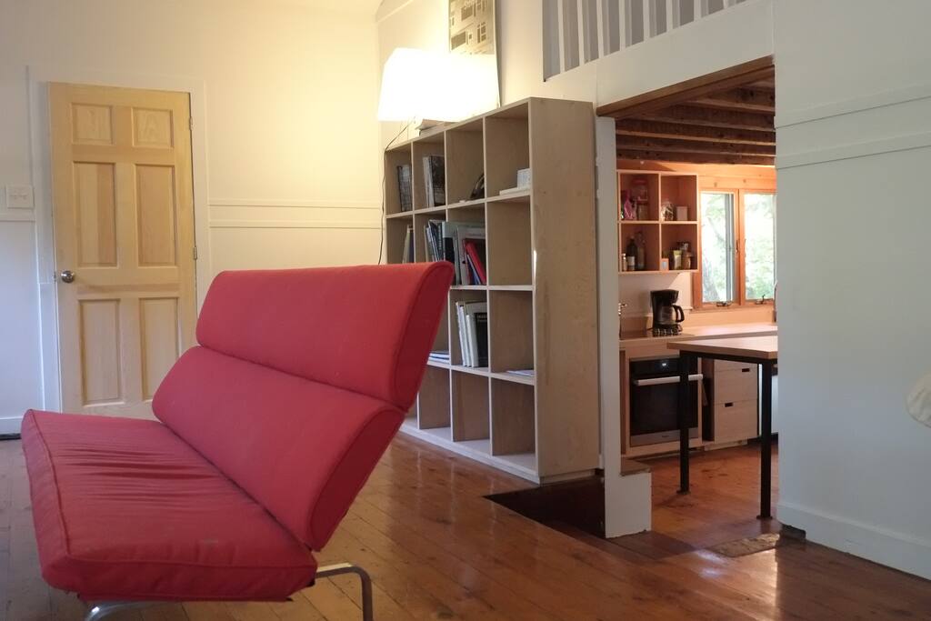 Living space featuring historic modern furniture
