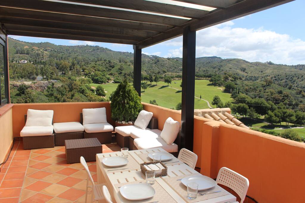 Relax corner and table in the terrace