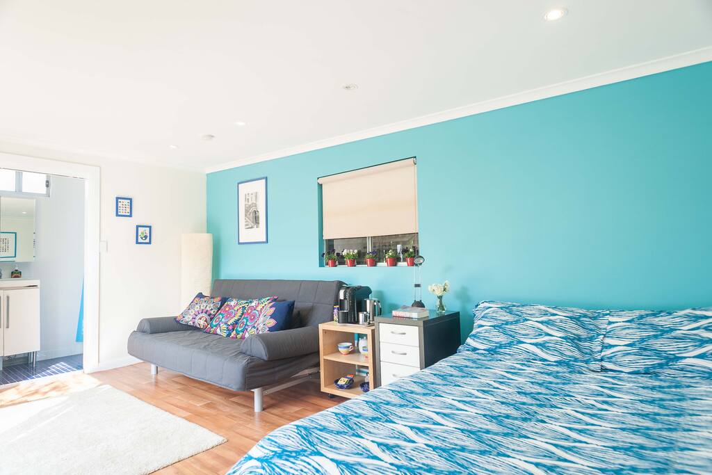 Double bed and a fold out Queen-size sofa bed