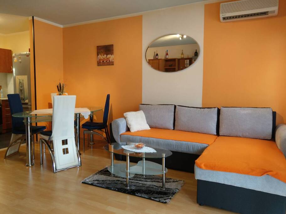 Living room + dining area
