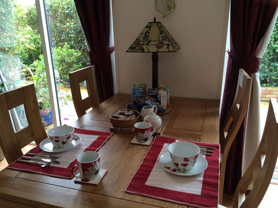 The table laid for breakfast