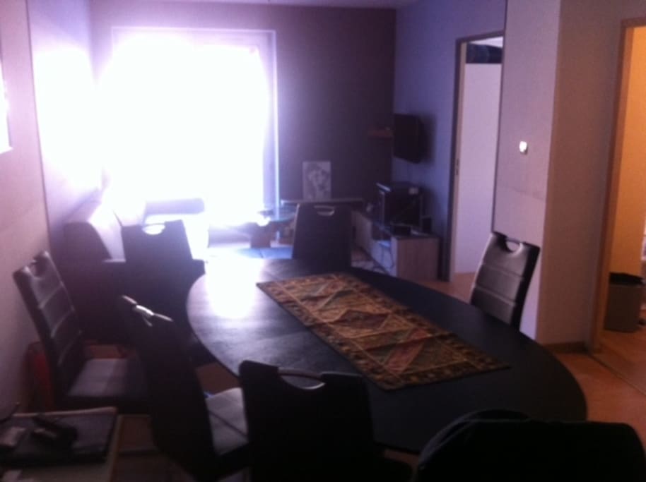 séjour de l'appartement avec petit un petit balcon
