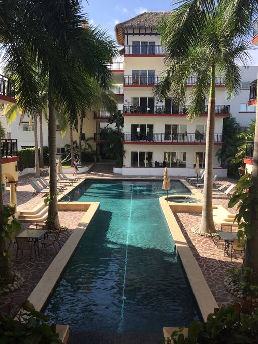 View of the pool and common area - December 2017