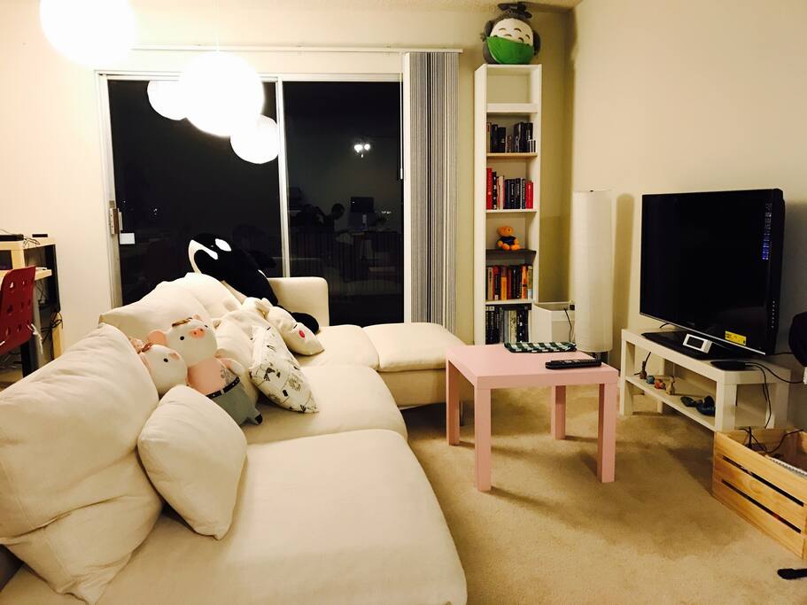 Our lovely living room with grand sofa.