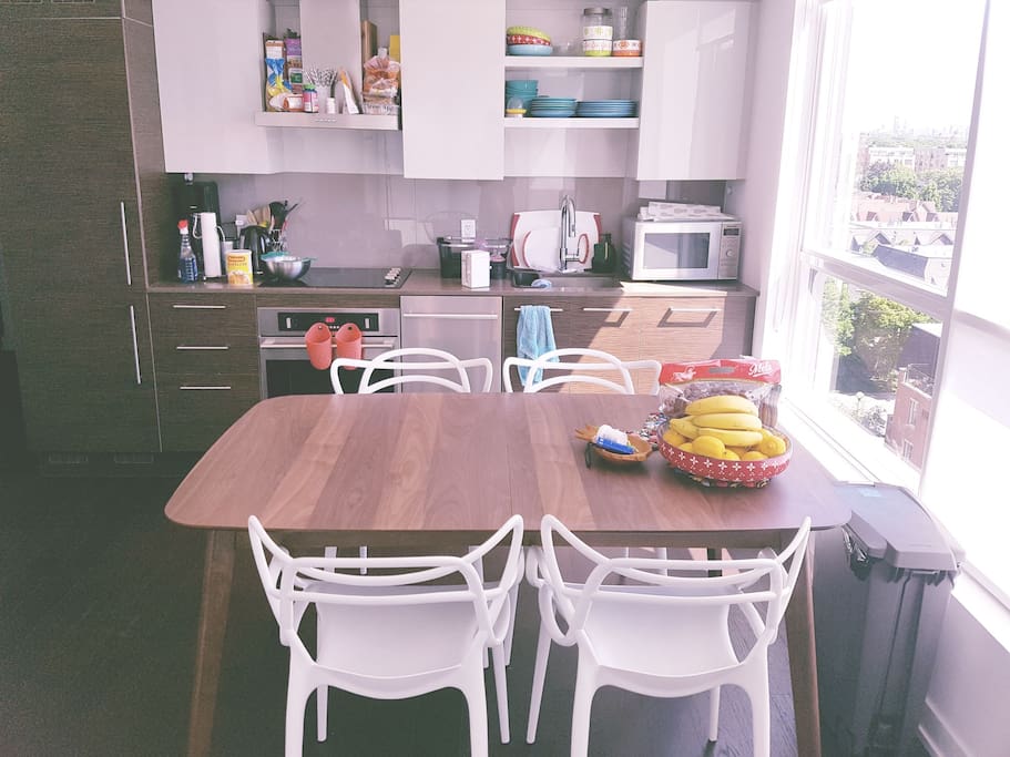 kitchen and dining area